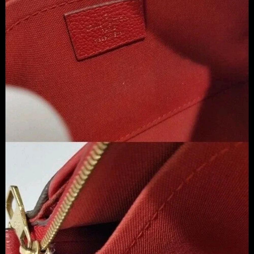 Dbl Authenticated Louis Vuitton Brown and Red Crossbody Bag Clutch
